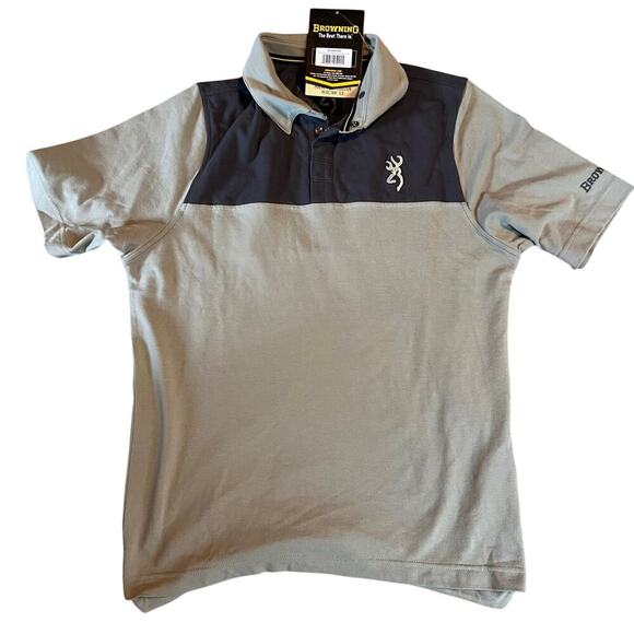 Browning Match Lock Polo Shirt. Dark Gray/Green. Men's Size Medium - Picture 1 of 8